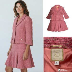 St. John Couture pink tweed skirt and blazer